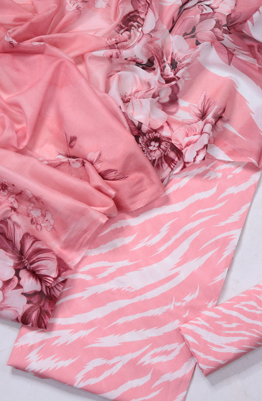 Amna Khadija Fancy Printed Lawn Unstitched 3 Piece Suit - CHD-02 - AM26FNC - Pink - Summer Collection