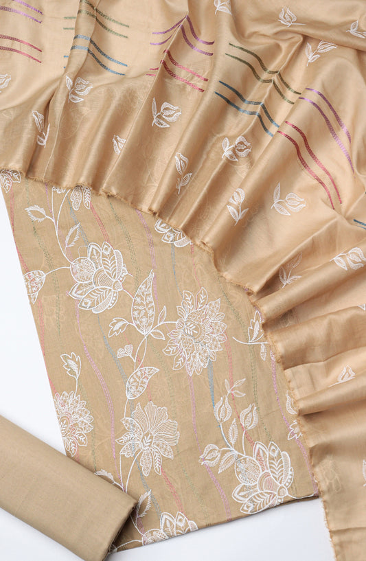 Amna Khadija Embroidered Lawn Unstitched 3 Piece Suit - D-01 - AM26UNT - Brown - Summer Collection
