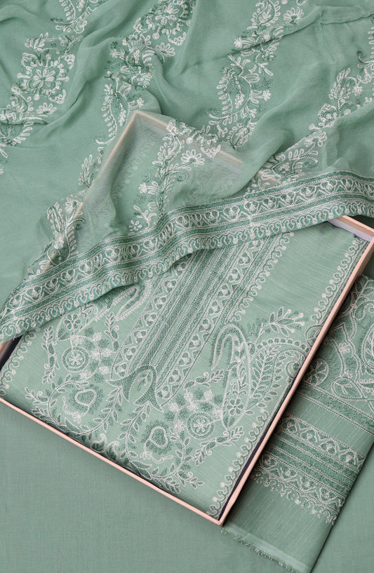 Amna Khadija Fancy Embroidered Lawn Unstitched 3 Piece Suit - D-01 - AM26VLT - Green - Summer Collection