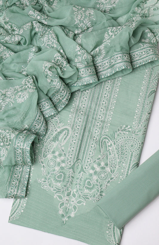 Amna Khadija Fancy Embroidered Lawn Unstitched 3 Piece Suit - D-01 - AM26VLT - Green - Summer Collection