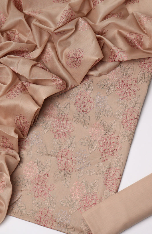 Amna Khadija Fancy Embroidered Lawn Unstitched 3 Piece Suit - D-06 - AM26FOU - Brown - Festive Collection