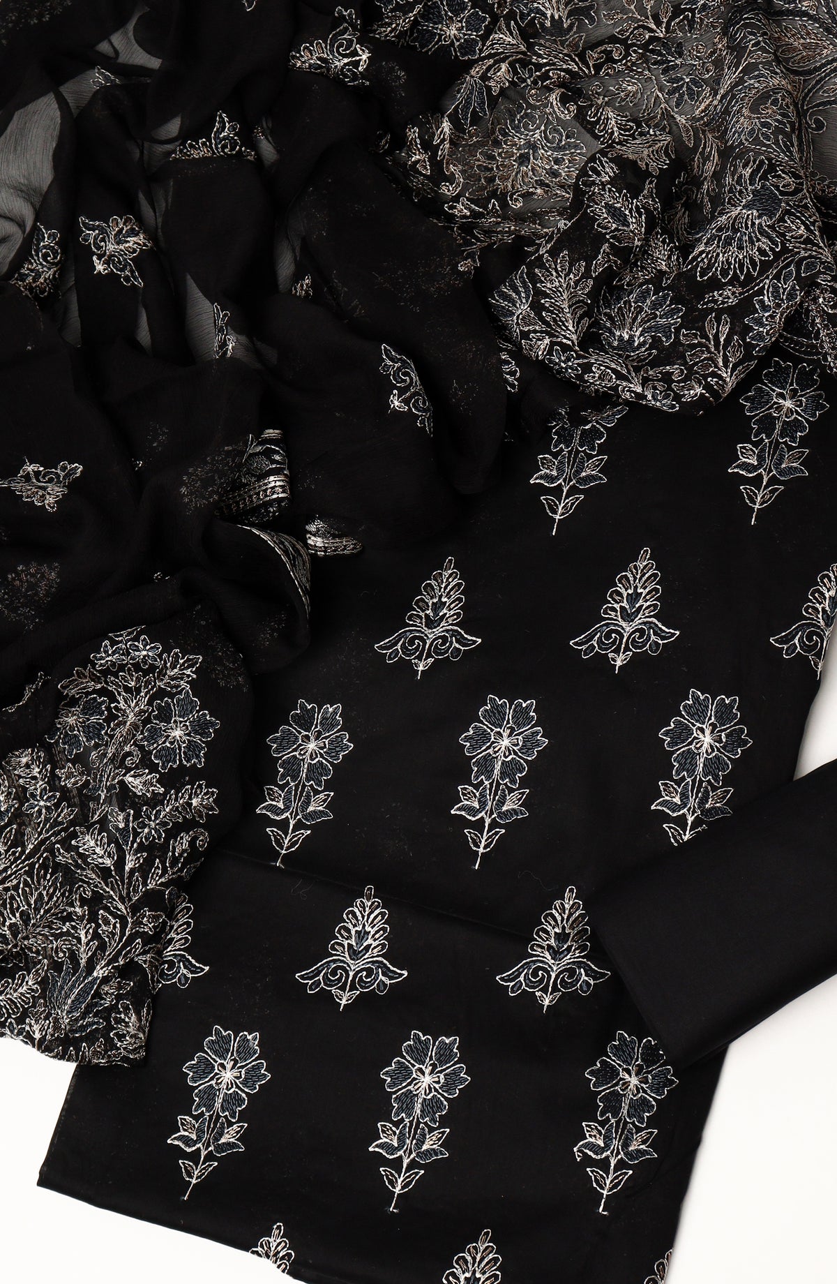 Amna Khadija Fancy Embroidered Lawn Unstitched 3 Piece Suit - D-06 - AM26LFV - Black - Summer Collection