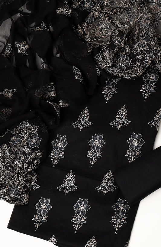 Amna Khadija Fancy Embroidered Lawn Unstitched 3 Piece Suit - D-06 - AM26LFV - Black - Summer Collection