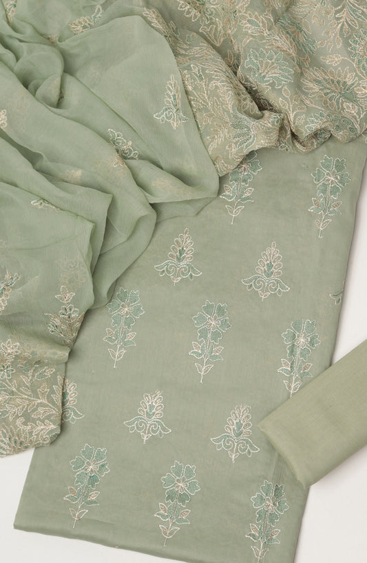Amna Khadija Fancy Embroidered Lawn Unstitched 3 Piece Suit - D-01 - AM26LFV - Green - Summer Collection