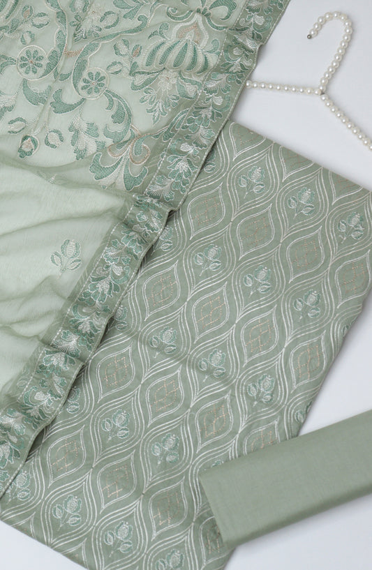 Amna Khadija Fancy Embroidered Lawn Unstitched 3 Piece Suit - D-01 - AM26SVEN - Green - Summer Collection