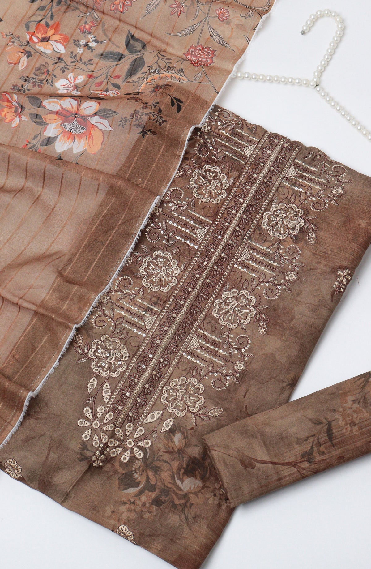 Amna Khadija Fancy Embroidered Lawn Unstitched 3 Piece Suit - D-07 - AM26EGHT - Brown - Summer Collection
