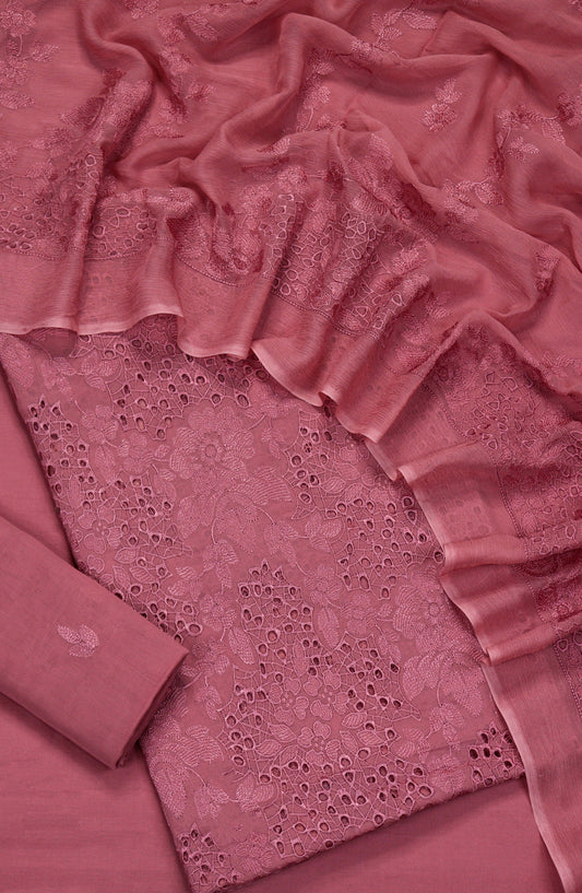 Amna Khadija Embroidered Swiss Voile Unstitched 3 Piece Suit - Design-06 - AM26FNC - Pink - Summer Collection