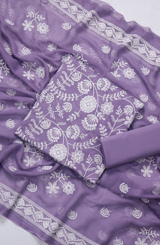 Amna Khadija Fancy Embroidered Lawn Unstitched 3 Piece Suit - JLD-07 - AM26FNC - Purple - Summer Collection