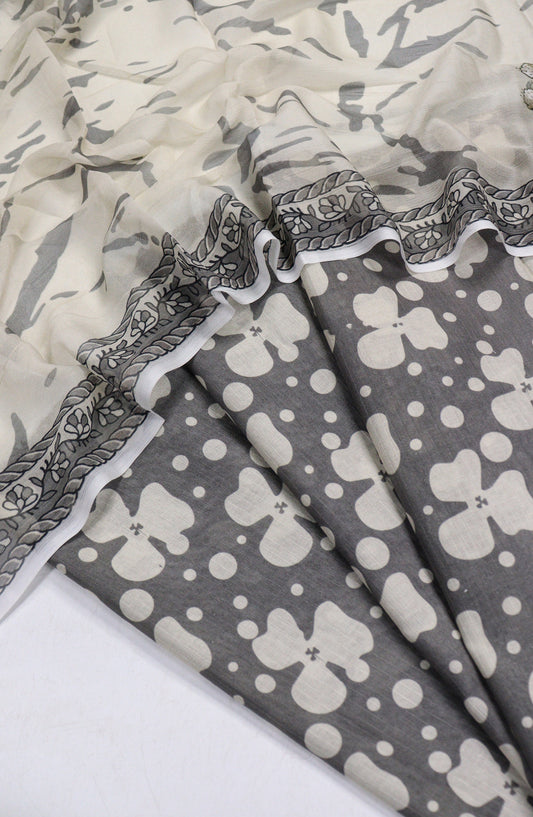 Amna Khadija Printed Bana Dora Unstitched 3 Piece Suit - D-24 - AM26FNC - Grey - Summer Collection