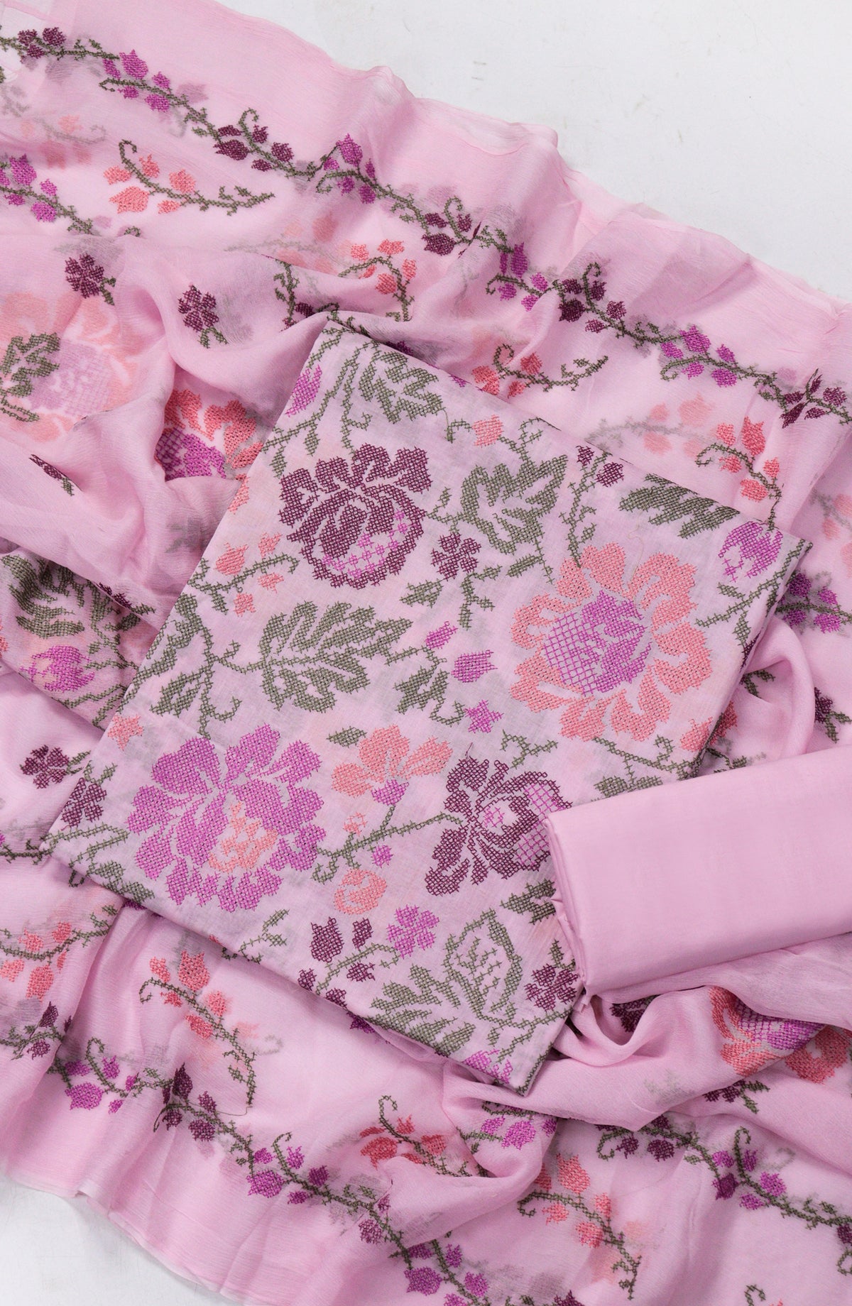 Amna Khadija Fancy Embroidered Lawn Unstitched 3 Piece Suit - Design-06 - AM26FNC - Pink - Summer Collection