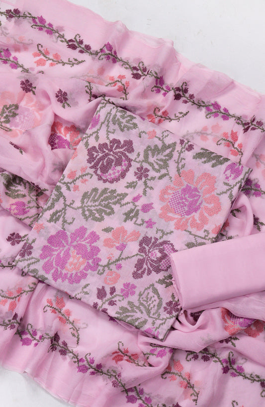 Amna Khadija Fancy Embroidered Lawn Unstitched 3 Piece Suit - Design-06 - AM26FNC - Pink - Summer Collection