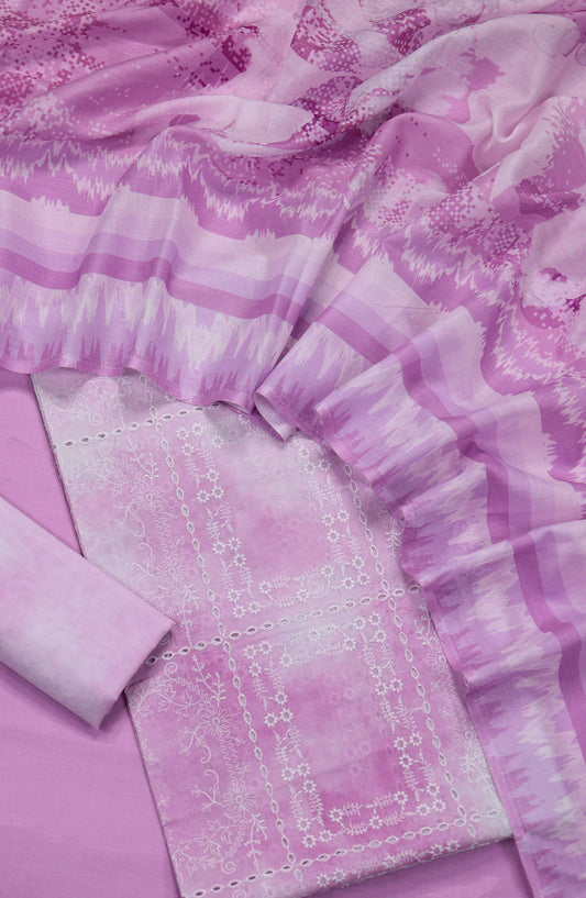 Amna Khadija Embroidered Chikankari Lawn Unstitched 3 Piece Suit - D-10 - AM26FNC - Pink - Summer Collection