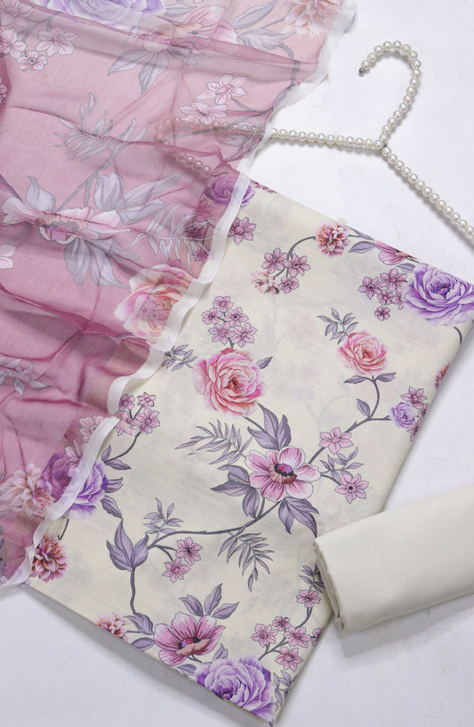Amna Khadija Printed Lawn Unstitched 3 Piece Suit - PND-10 - AM26FNC - Pink - Summer Collection