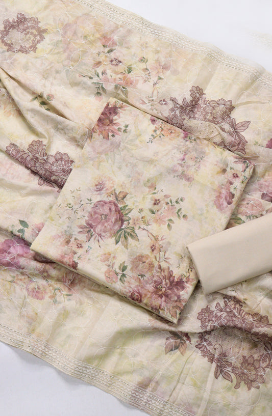 Amna Khadija Embroidered Lawn Unstitched 3 Piece Suit - Design-08 - AM26FNC - Lemon - Summer Collection