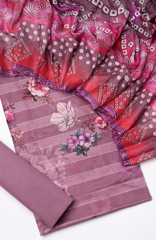 Amna Khadija Fancy Printed Lawn Unstitched 3 Piece Suit - CD-10 - AM26FNC - Pink - Summer Collection