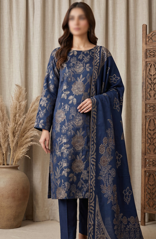 Amna Khadija Fancy Broshia Lawn Unstitched 3 Piece Suit - D-06 - AM26FNC - Blue - Summer Collection
