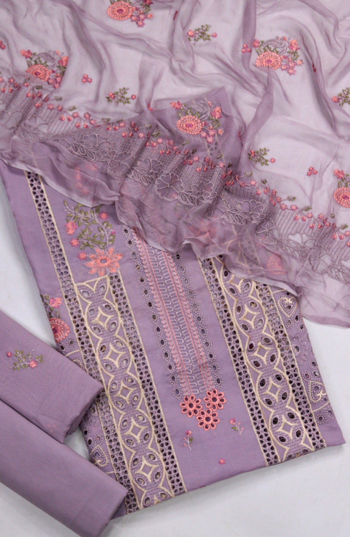 Amna Khadija Chikankari Swiss Voile Unstitched 3 Piece Suit - Design-06 - AM26FNC - Purple - Summer Collection
