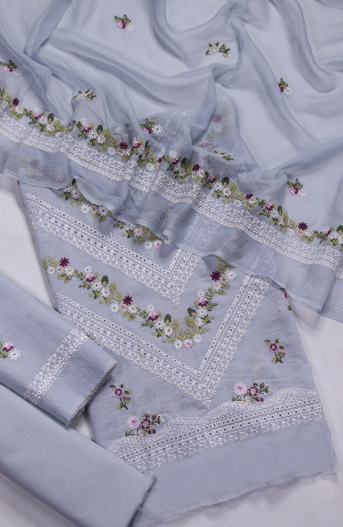 Amna Khadija Embroidered Slub Lawn Unstitched 3 Piece Suit - D-06 - AM26FNC - Blue - Summer Collection