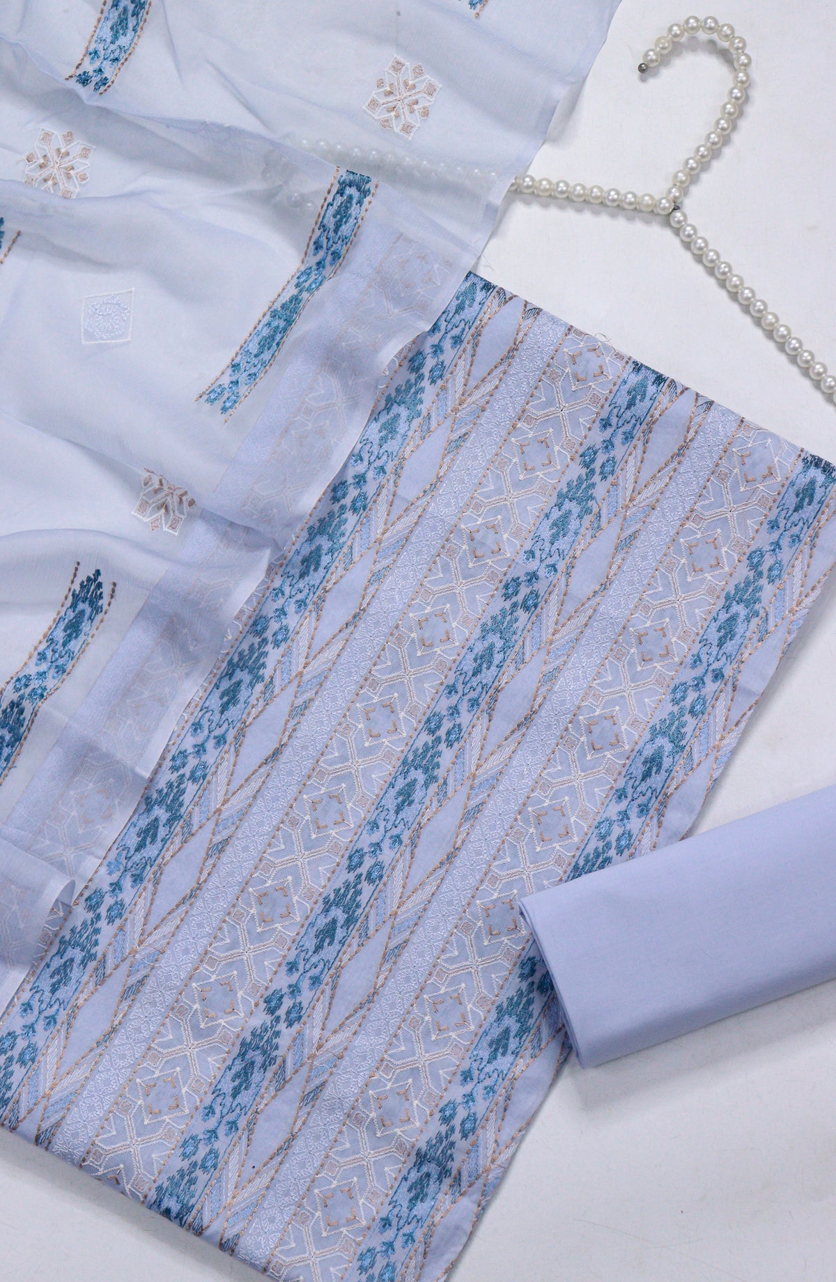 Amna Khadija Fancy Embroidered Lawn Unstitched 3 Piece Suit - BTD-06 - AM26FNC - Blue - Summer Collection