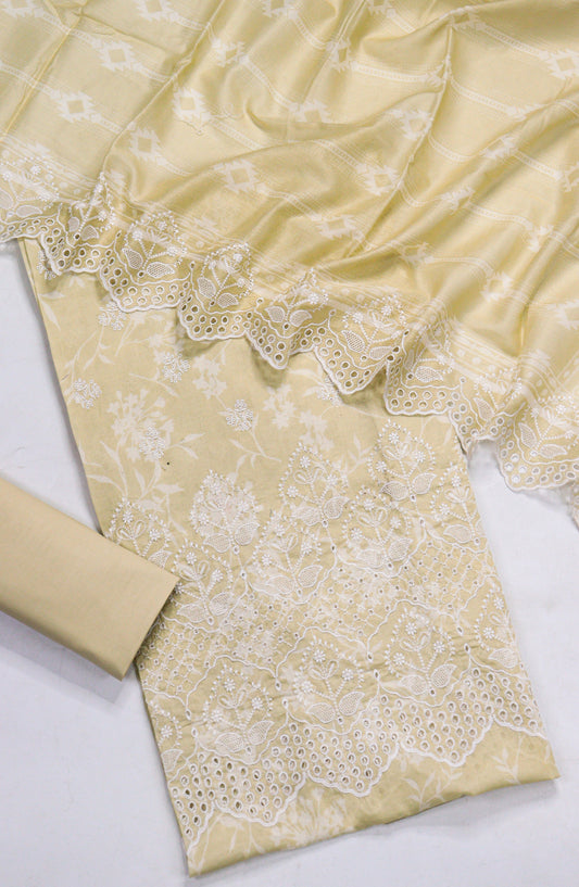 Amna Khadija Embroidered Lawn Unstitched 3 Piece Suit - D-08 - AM26FNC - Yellow - Summer Collection