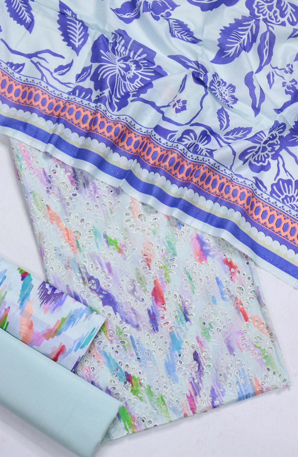 Amna Khadija Fancy Embroidered Lawn Unstitched 3 Piece Suit - D-10 - AM26FNC - Blue - Summer Collection