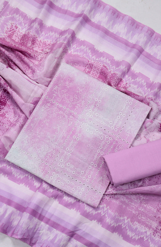 Amna Khadija Embroidered Chikankari Lawn Unstitched 3 Piece Suit - D-10 - AM26FNC - Pink - Summer Collection