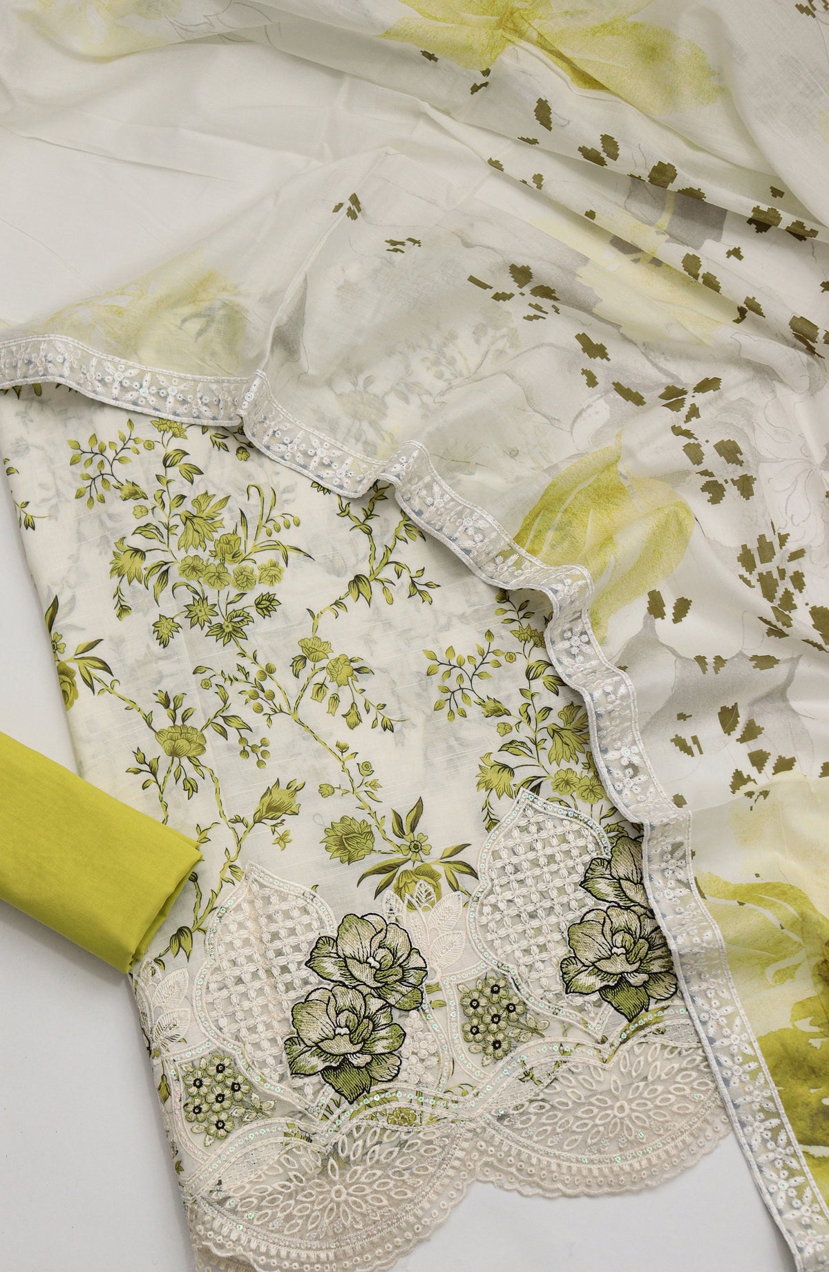 Amna Khadija Fancy Embroidered Lawn Unstitched 3 Piece Suit - SLD-10 - AM26FNC - Green - Summer Collection