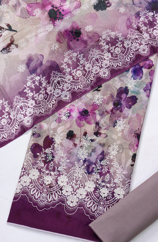 Amna Khadija Embroidered Lawn Unstitched 3 Piece Suit - D-10 - AM26FNC - Purple - Summer Collection