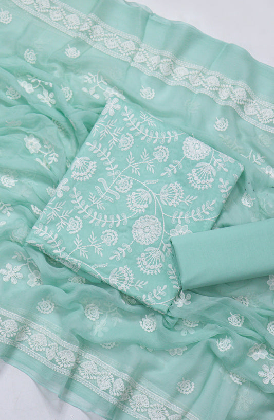 Amna Khadija Fancy Embroidered Lawn Unstitched 3 Piece Suit - JLD-06 - AM26FNC - Ferozi - Summer Collection