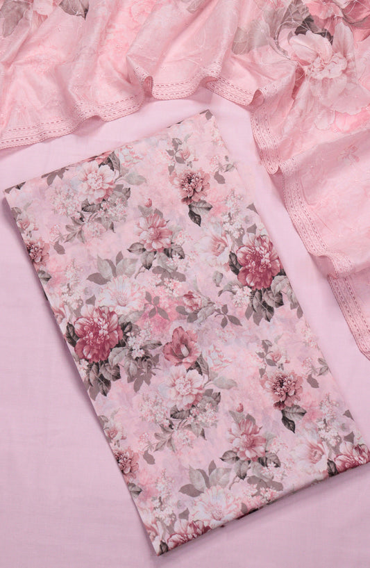 Amna Khadija Embroidered Lawn Unstitched 3 Piece Suit - Design-07 - AM26FNC - Baby Pink - Summer Collection