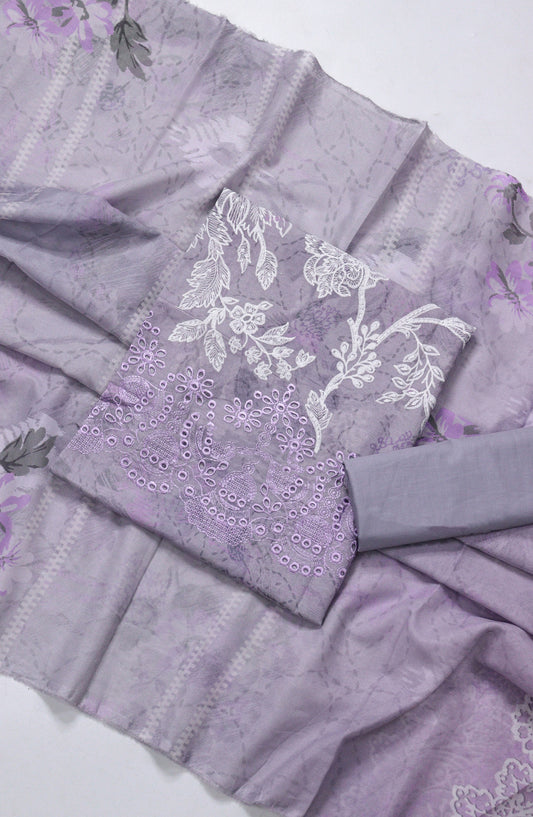 Amna Khadija Fancy Embroidered Lawn Unstitched 3 Piece Suit - BLD-07 - AM26FNC - Purple - Summer Collection