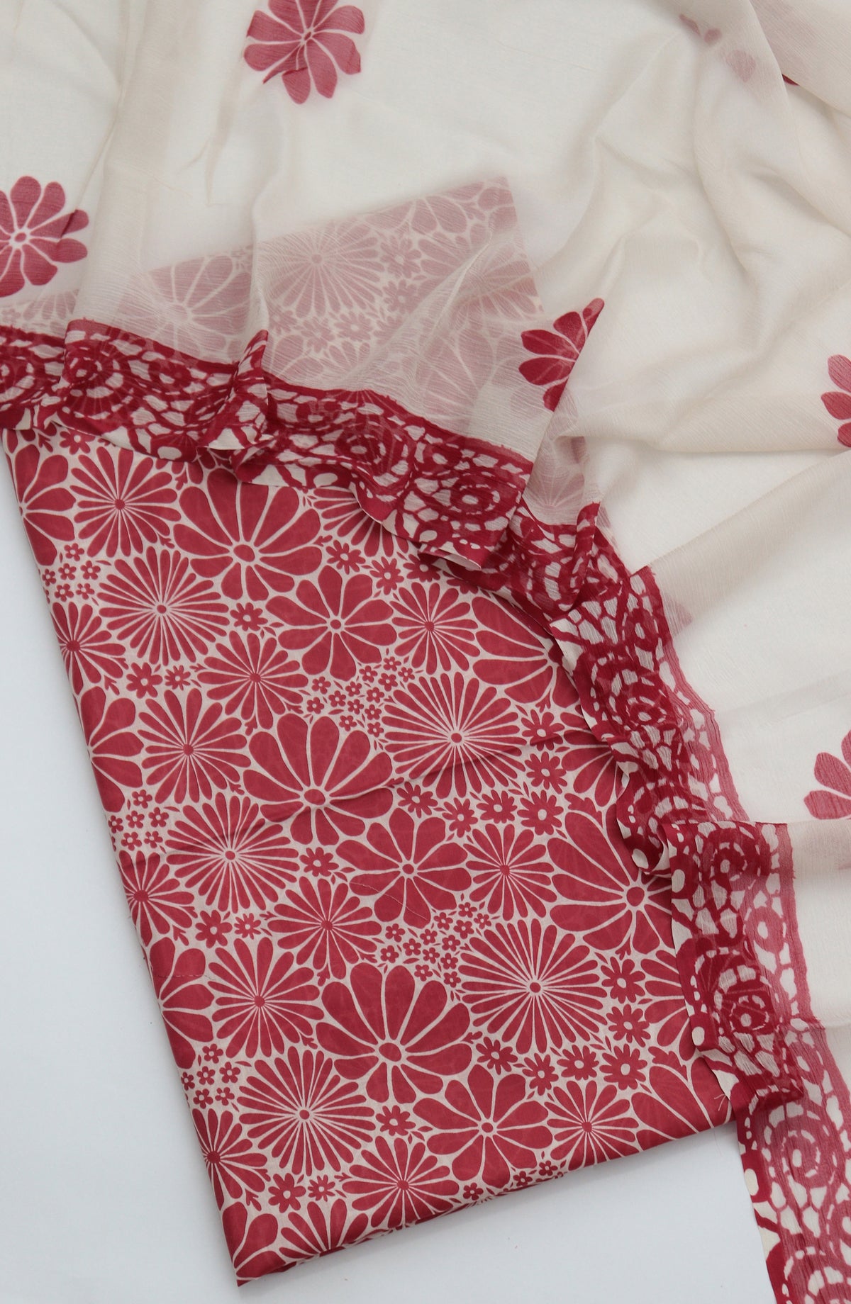 Amna Khadija Fancy Printed Lawn Unstitched 3 Piece Suit - PND-08 - AM26FNC - Red - Summer Collection