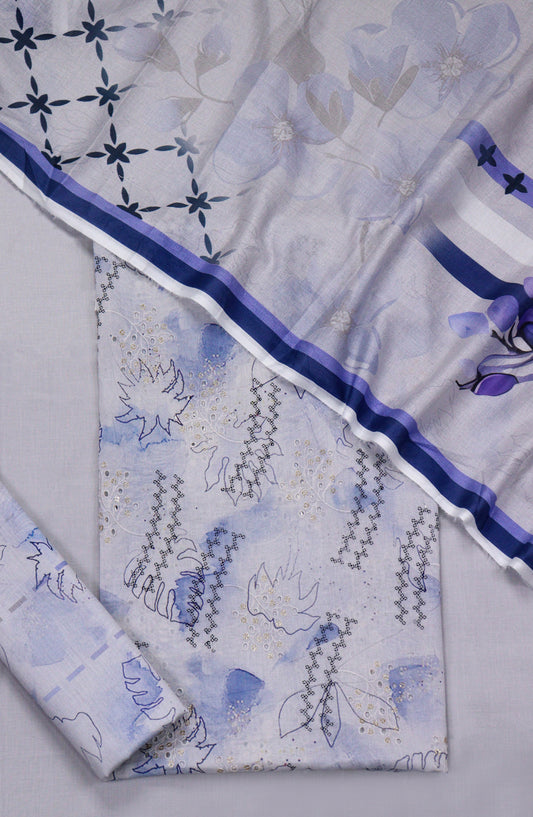 Amna Khadija Embroidered Lawn Unstitched 3 Piece Suit - Design-09 - AM26FNC - Blue - Summer Collection