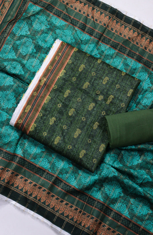 Amna Khadija Broshia Lawn Unstitched 3 Piece Suit - D-22 - AM26FNC - Green - Summer Collection