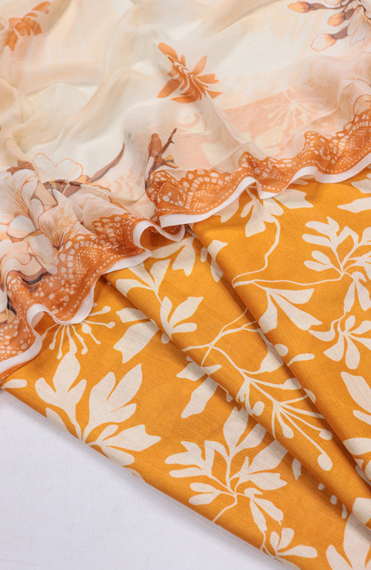 Amna Khadija Printed Bana Dora Unstitched 3 Piece Suit - D-23 - AM26FNC - Orange - Summer Collection