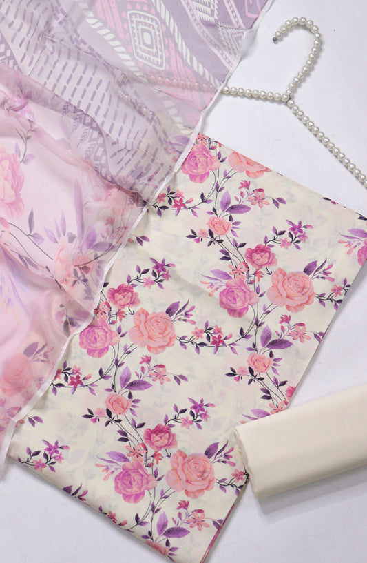 Amna Khadija Printed Lawn Unstitched 3 Piece Suit - PND-09 - AM26FNC - Pink - Summer Collection