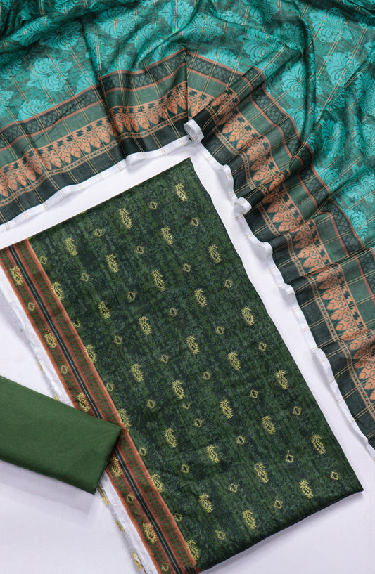 Amna Khadija Broshia Lawn Unstitched 3 Piece Suit - D-22 - AM26FNC - Green - Summer Collection