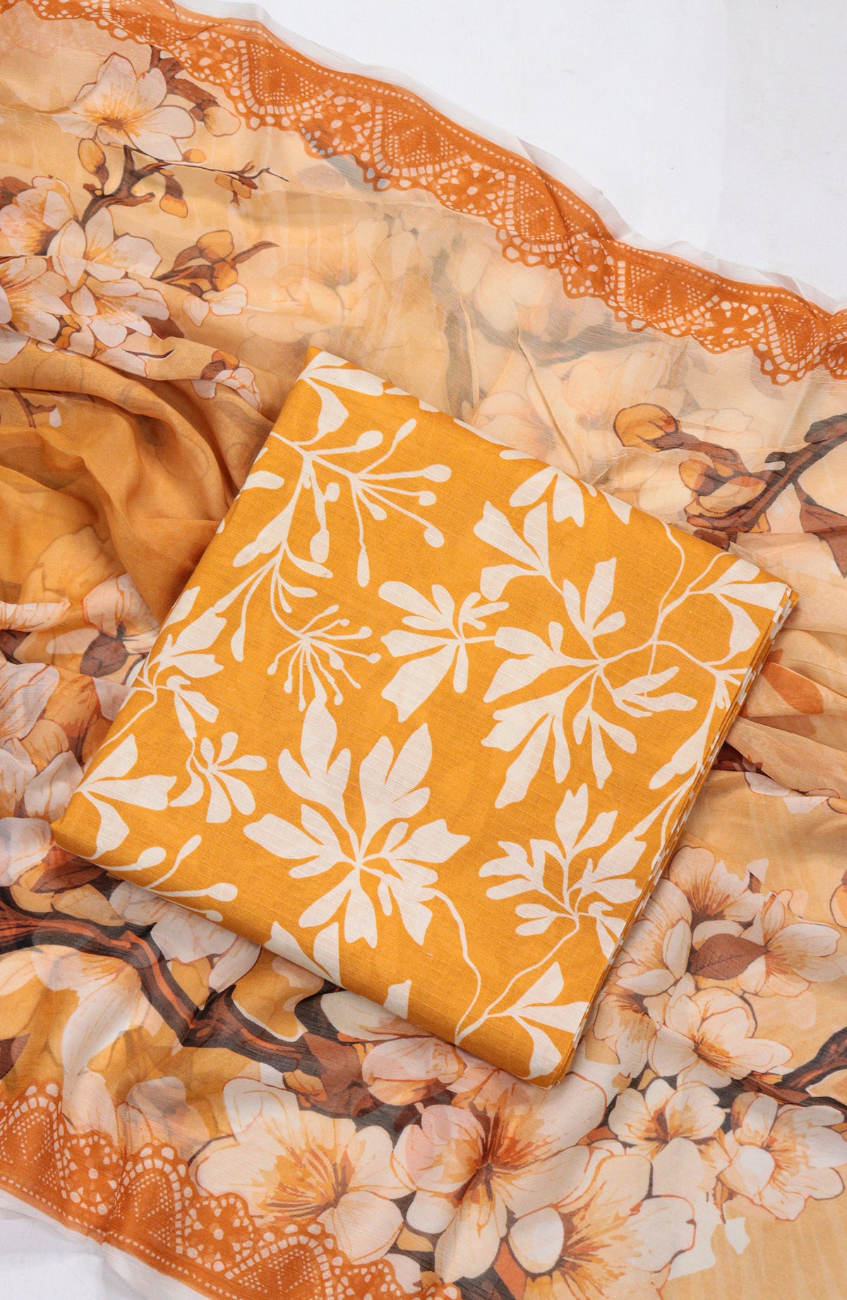 Amna Khadija Printed Bana Dora Unstitched 3 Piece Suit - D-23 - AM26FNC - Orange - Summer Collection