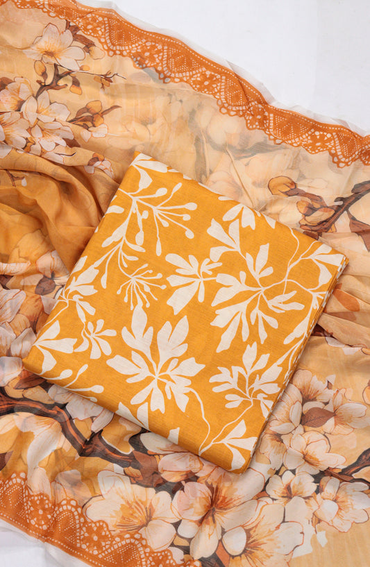 Amna Khadija Printed Bana Dora Unstitched 3 Piece Suit - D-23 - AM26FNC - Orange - Summer Collection