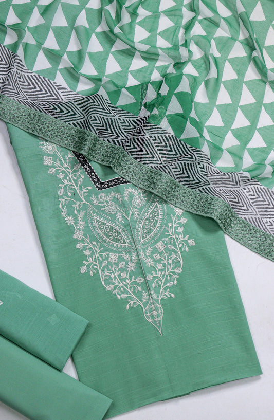 Amna Khadija Fancy Embroidered Lawn Unstitched 3 Piece Suit - D-05 - AM26FNC - Green - Summer Collection