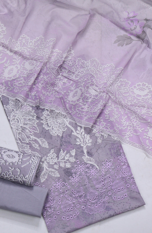 Amna Khadija Fancy Embroidered Lawn Unstitched 3 Piece Suit - BLD-07 - AM26FNC - Purple - Summer Collection