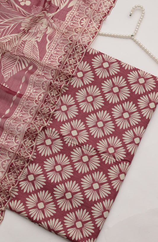 Amna Khadija Fancy Printed Lawn Unstitched 3 Piece Suit - PND-07 - AM26FNC - Maroon - Summer Collection