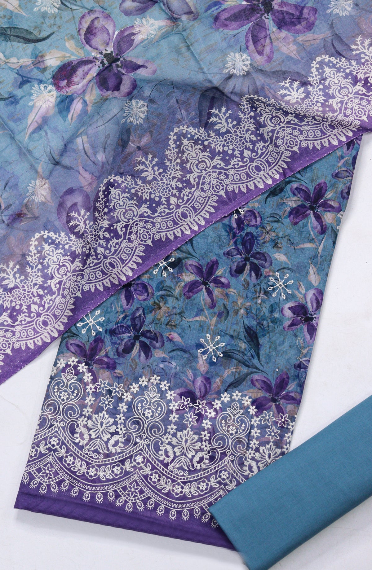 Amna Khadija Embroidered Lawn Unstitched 3 Piece Suit - D-09 - AM26FNC - Blue - Summer Collection
