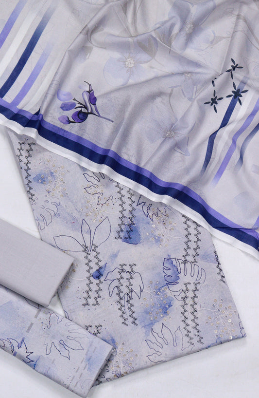 Amna Khadija Embroidered Lawn Unstitched 3 Piece Suit - Design-09 - AM26FNC - Blue - Summer Collection