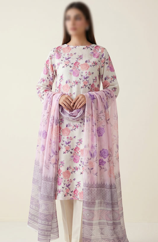 Amna Khadija Printed Lawn Unstitched 3 Piece Suit - PND-09 - AM26FNC - Pink - Summer Collection