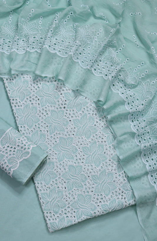 Amna Khadija Fancy Embroidered Lawn Unstitched 3 Piece Suit - D-06 - AM26FNC - Ferozi - Summer Collection