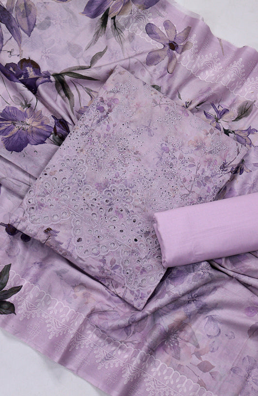 Amna Khadija Fancy Chikankari Lawn Unstitched 3 Piece Suit - Design-06 - AM26FNC - Purple - Summer Collection