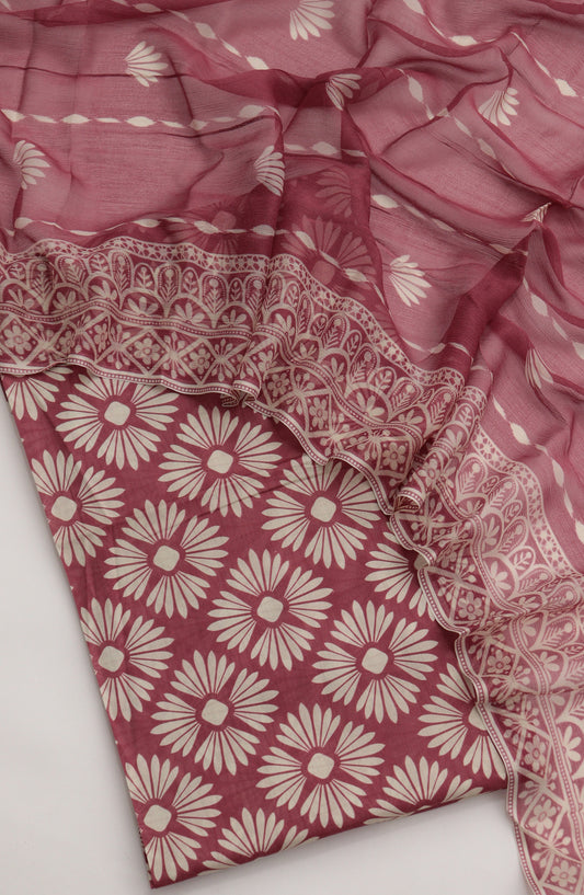 Amna Khadija Fancy Printed Lawn Unstitched 3 Piece Suit - PND-07 - AM26FNC - Maroon - Summer Collection