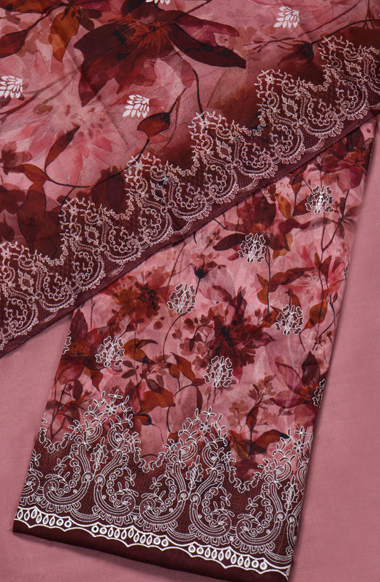 Amna Khadija Embroidered Lawn Unstitched 3 Piece Suit - D-08 - AM26FNC - Pink - Summer Collection