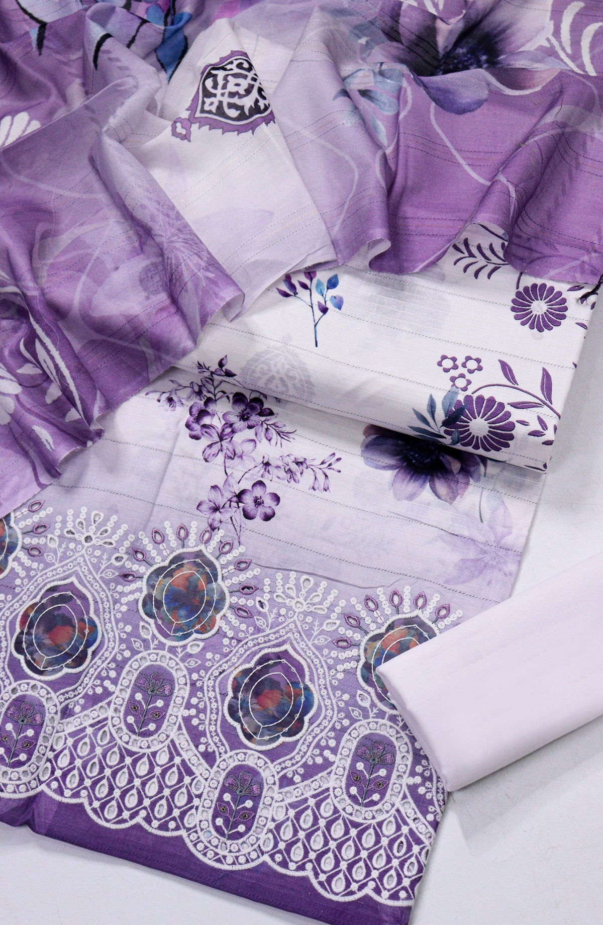 Amna Khadija Fancy Chikankari Lawn Unstitched 3 Piece Suit - D-08 - AM26FNC - Purple - Summer Collection